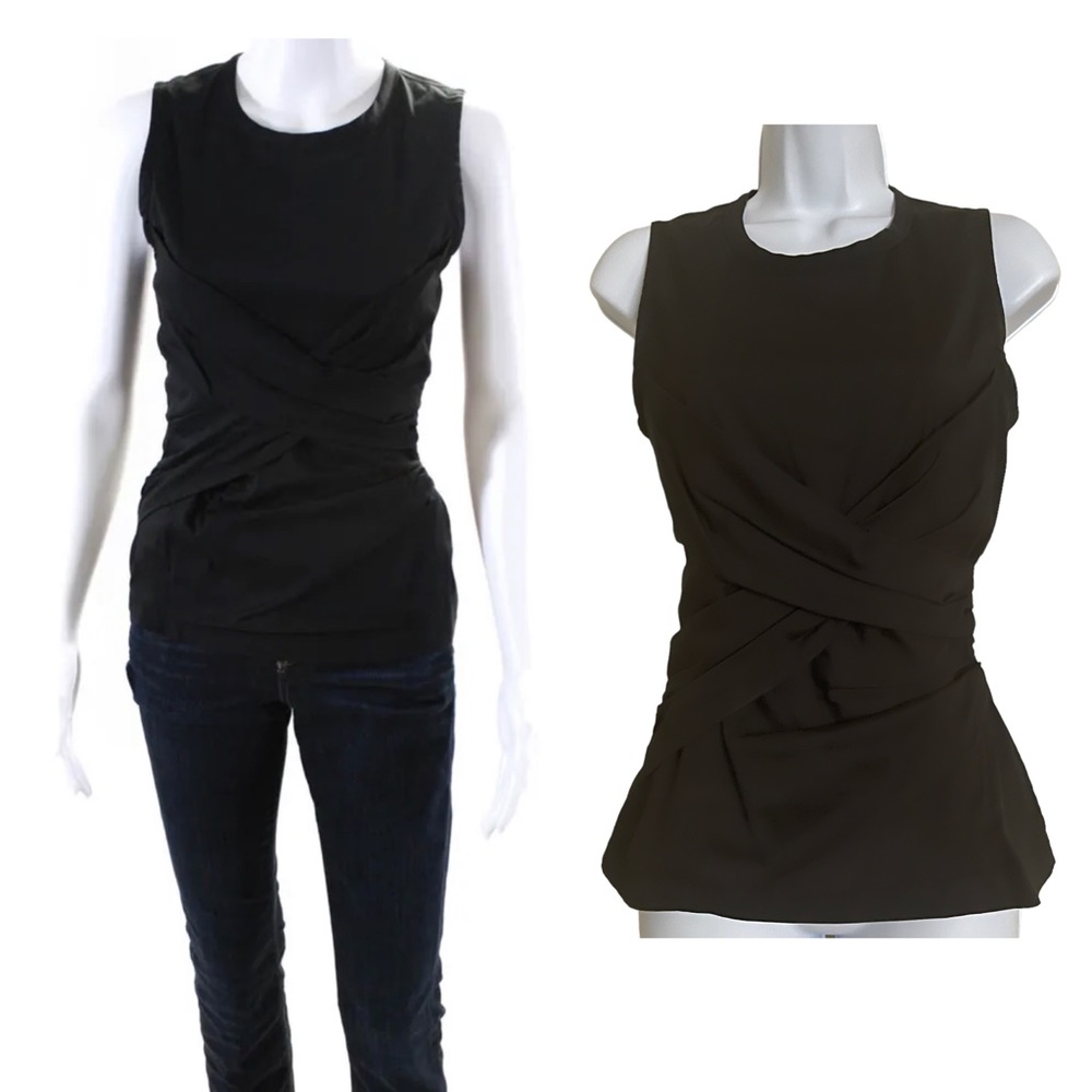 Prada Sleeveless Ruched Shirt with back zip(Prada logo on the zip)